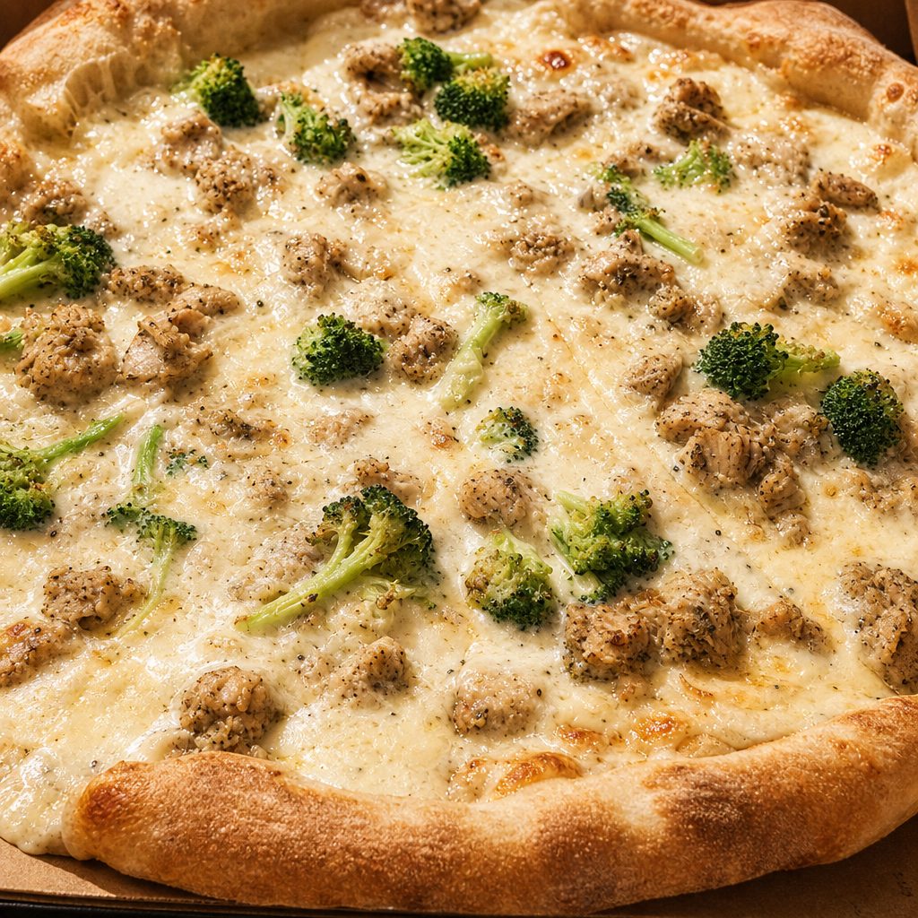 Chicken Alfredo Pizza.